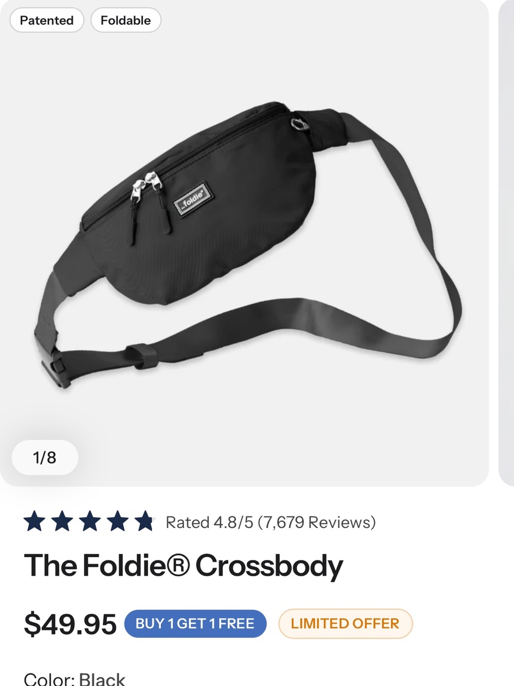 2PK The Foldie® Crossbody Bag - black & tan
